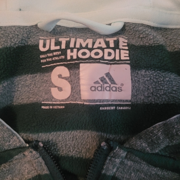 Adidas Green Striped Zip Up Hoodie S - Picture 7 of 7